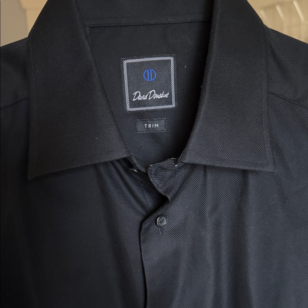 David Donahue Men's Classic Black Dress Shirt